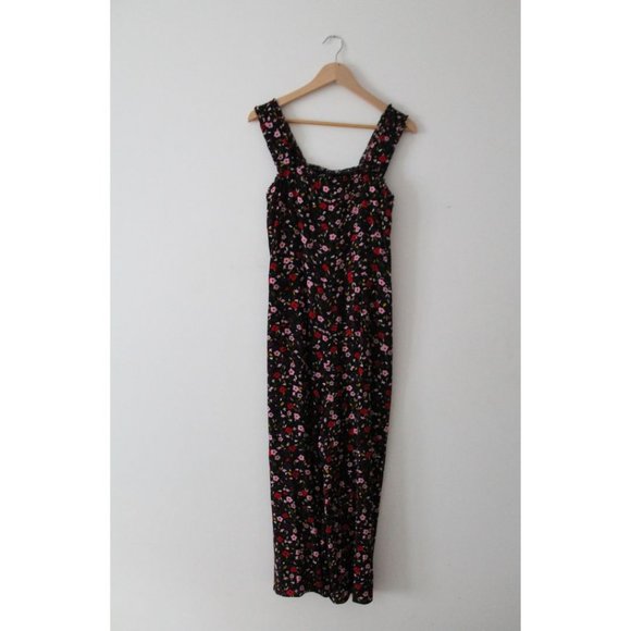 Kate Spade Boho Floral Jumpsuit in Black Ma Cherie US 6 Wide Leg - Picture 2 of 5